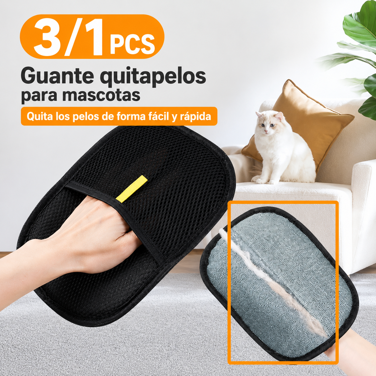 Quitapelusas Reutilizable para Mascotas - Elimina Pelos del sofá, Ropa y Alfombras