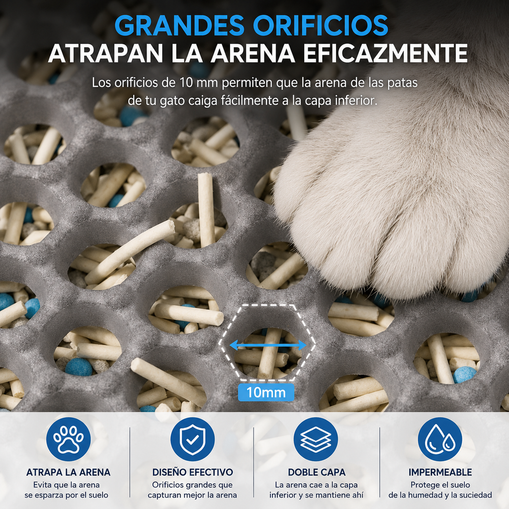 Esterilla Atrapa Arena para Gatos – Doble Capa Antisuciedad